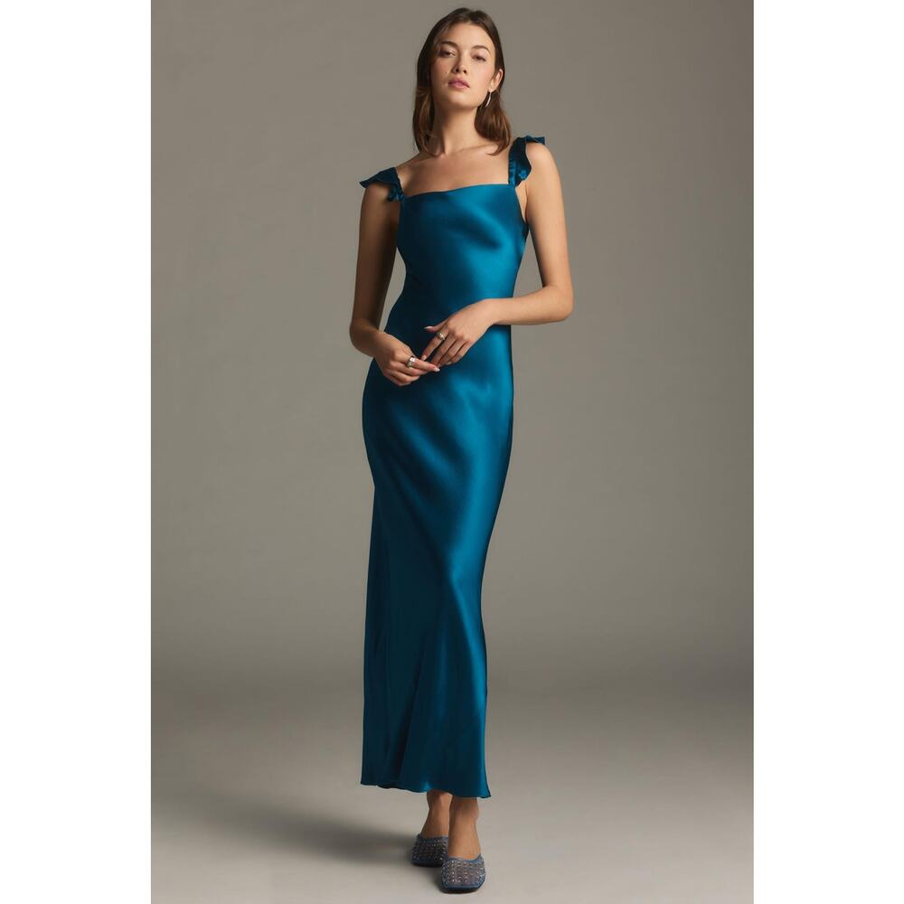 Anthropologie Flutter-Sleeve Square-Neck Maxi Dress Size XS NWOT